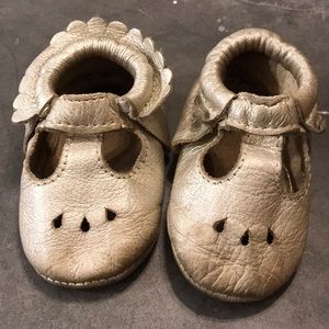 Freshly Picked bronze Mary Janes moccasins